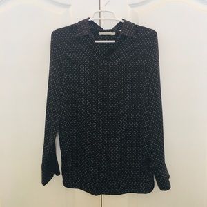 Vince Polka Dot Stretch Silk Blouse (XS)